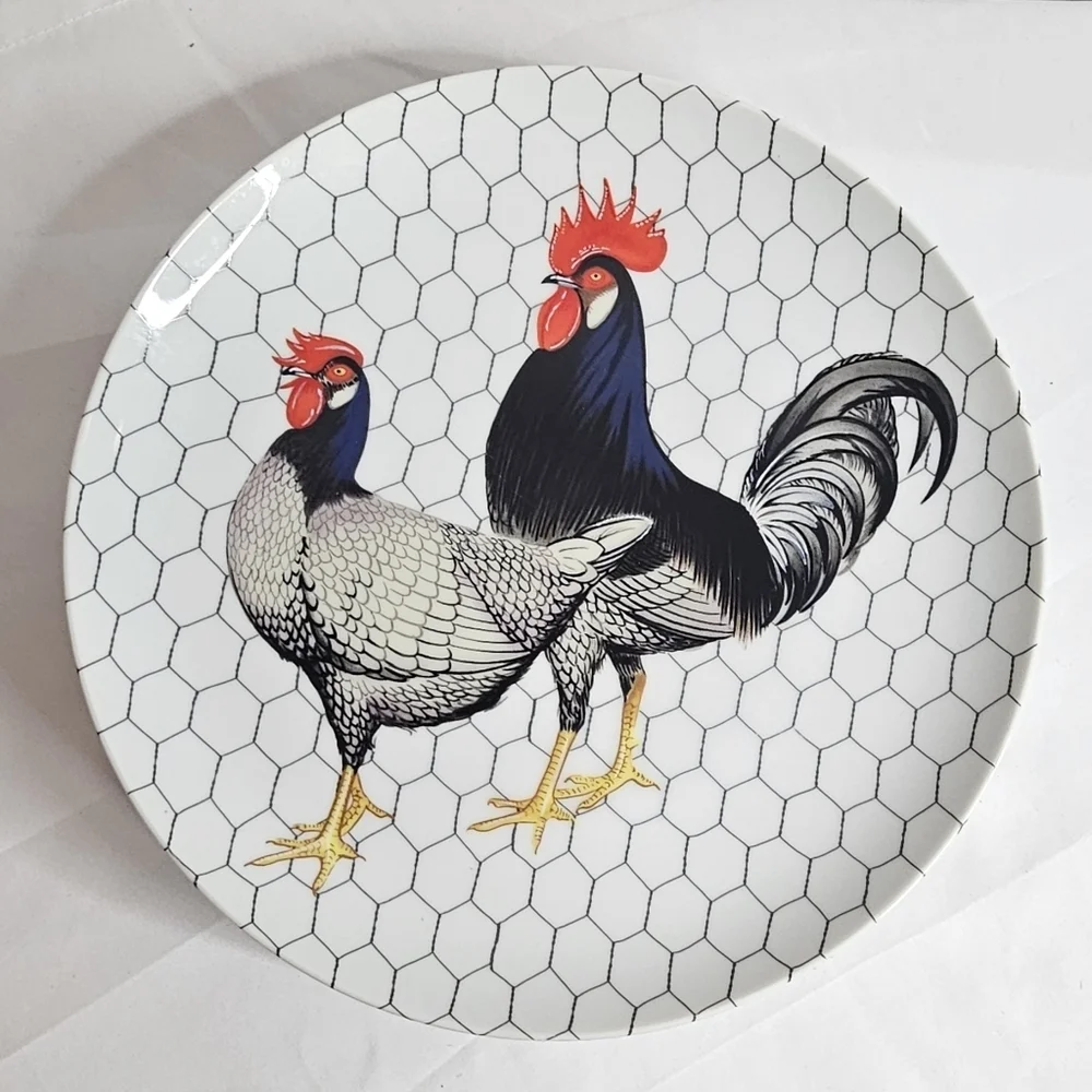 3 Fritz and Floyd Chicken Coop Porcelain Plates